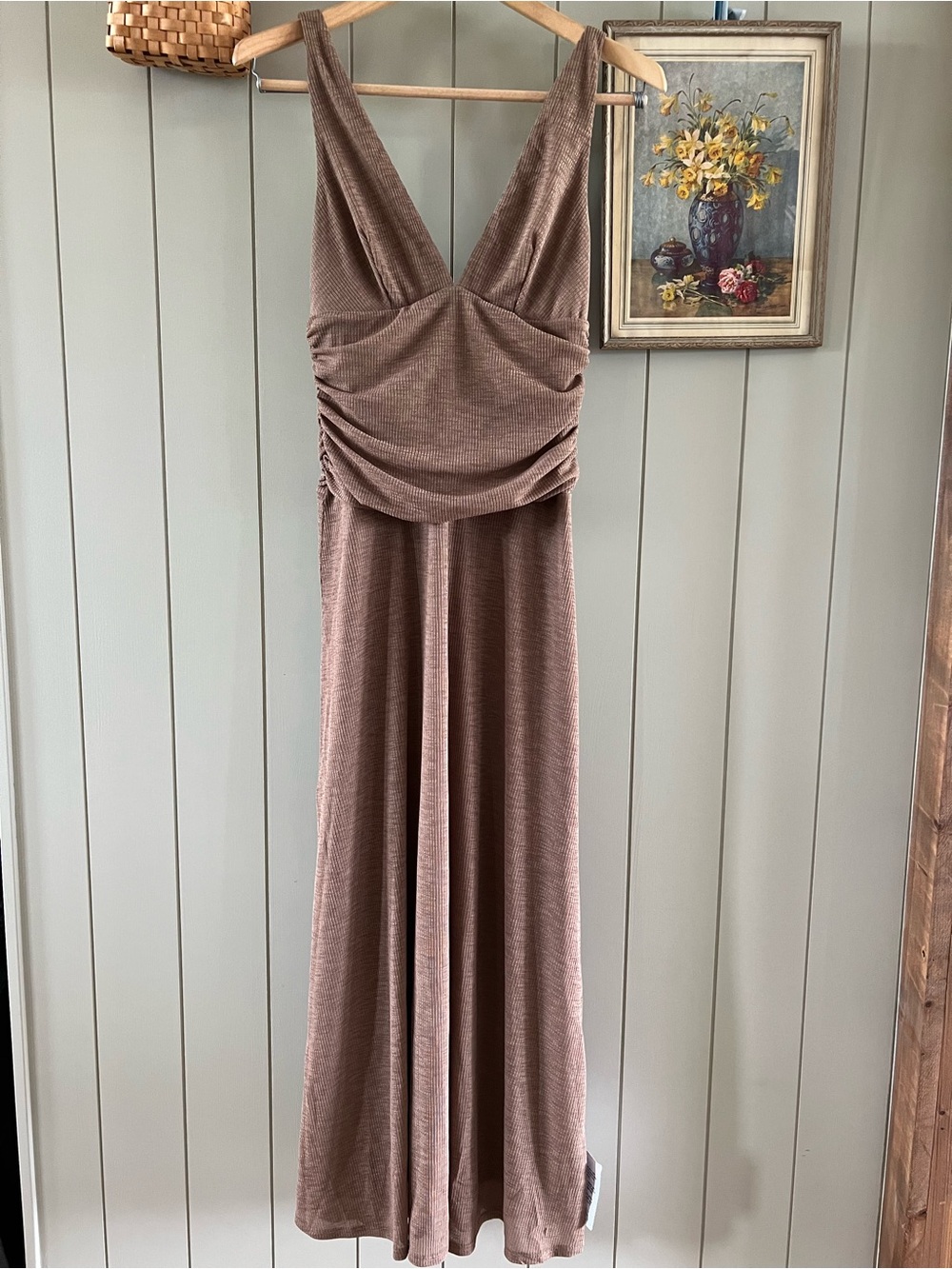 NWT ASOS SIZE 4 Mauve Brown Sleeveless V-Neck Maxi Dress